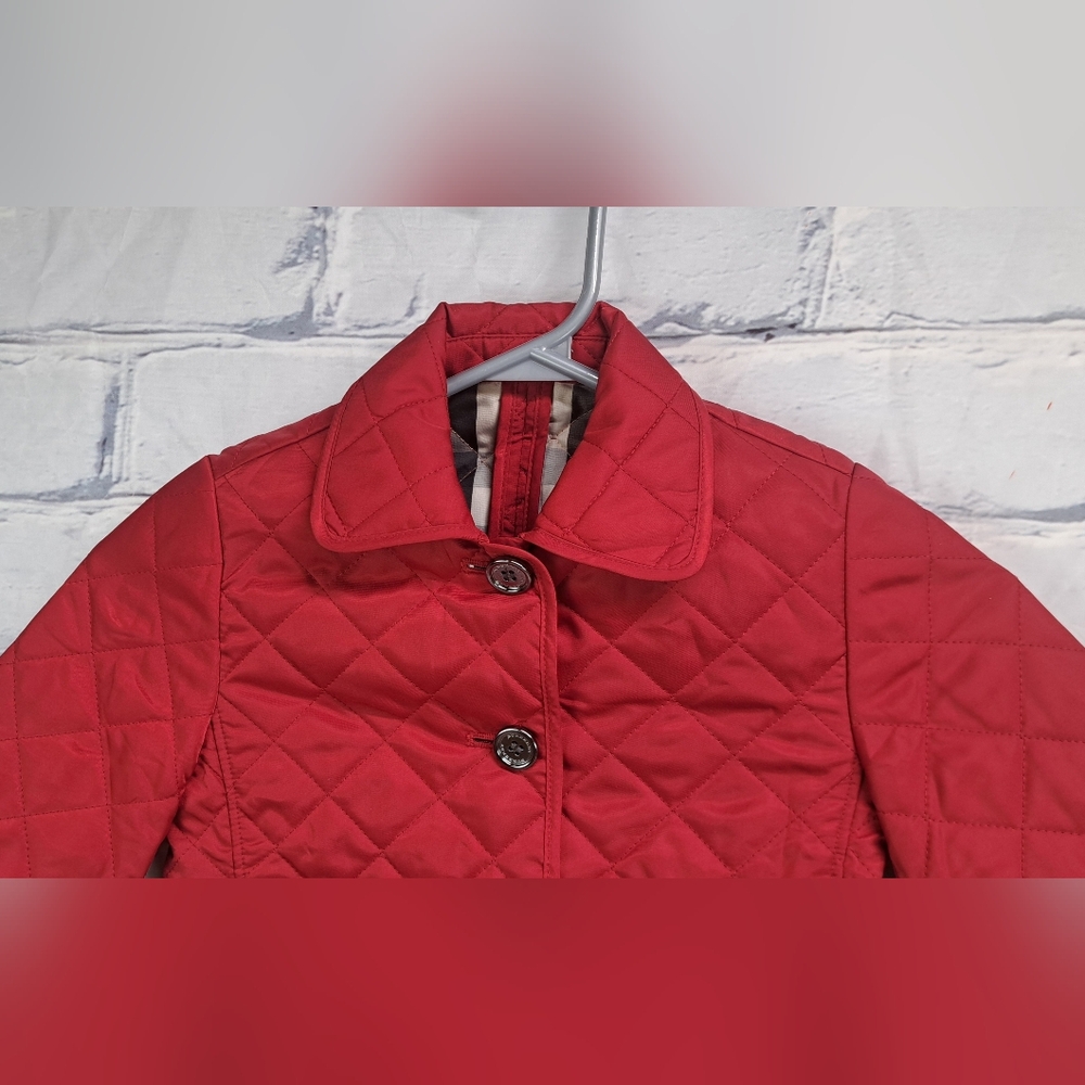 Burberry Girls Mini Westbury Quilted Jacket Military Red Nova Check Size 4Y - Picture 8 of 12